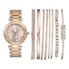 Vivani Women's Crystal Watch & Bracelet Set, Size: Medium, Pink