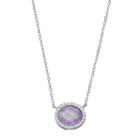 Sterling Silver Ice Cubic Zirconia Oval Halo Necklace, Women's, Size: 26, Purple