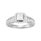 14k White Gold 1 1/2 Carat T.w. Diamond Princess Cut Engagement Ring, Women's, Size: 7