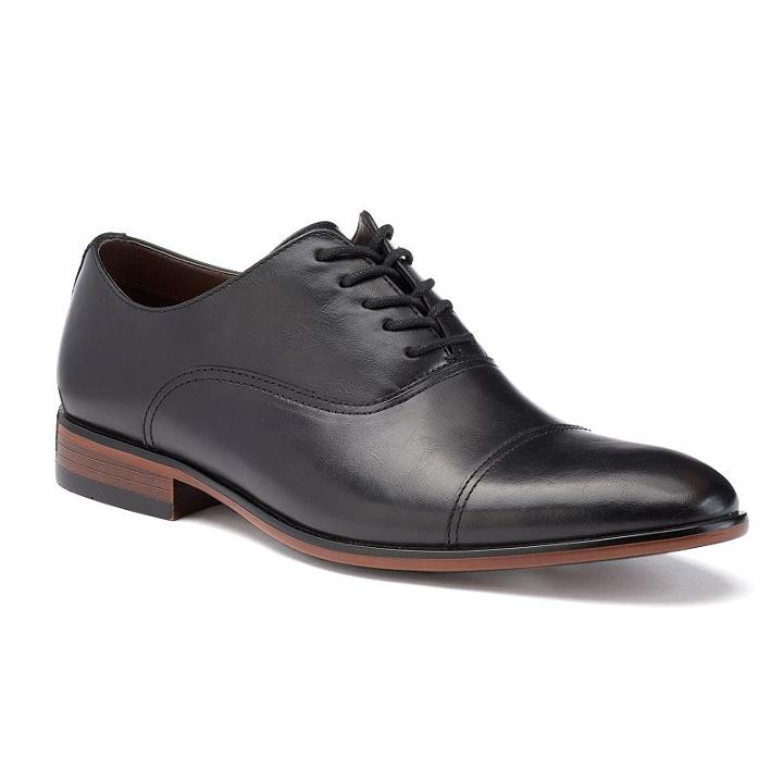 Apt. 9&reg; Duvall Men's Cap-toe Dress Shoes, Size: 10.5, Black