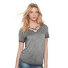 Women's Rock & Republic&reg; Crisscross Stud Tee, Size: Large, Black