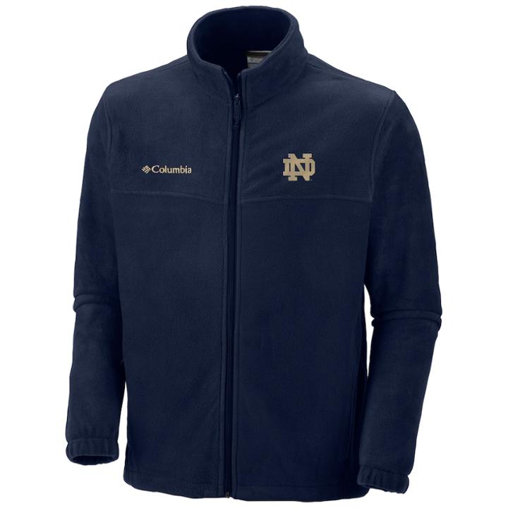 Men's Columbia Notre Dame Fighting Irish Flanker Ii Full-zip Fleece, Size: Small, Med Blue