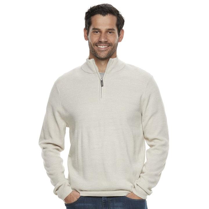 Men's Dockers Comfort Touch Classic-fit Marled Quarter-zip Sweater, Size: Large, Natural