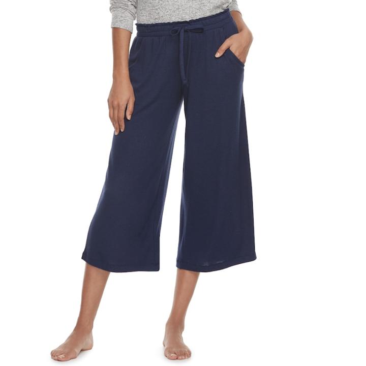 Women's Sonoma Goods For Life&trade; Wide-leg Crop Lounge Pants, Size: Small, Blue