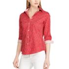 Women's Chaps No-iron Shirt, Size: Large, Red
