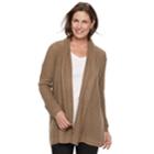 Women's Croft & Barrow&reg; Cozy Open-front Cardigan, Size: Medium, Med Brown