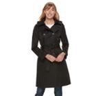 Women's Tower By London Fog Hooded Trench Coat, Size: Xl, Black