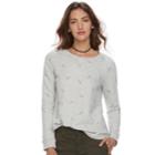 Women's Sonoma Goods For Life&trade; Feather Print French Terry Top, Size: Xl, Dark Grey