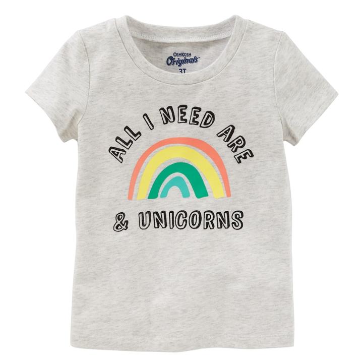 Girls 4-8 Oshkosh B'gosh&reg; All I Need Are Rainbows & Unicorns Graphic Tee, Size: 6-6x, Light Grey