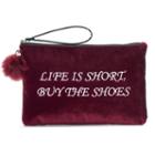 So&reg; Pom Pom Embroidered Velvet Wristlet, Women's, Red