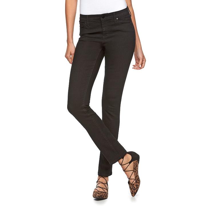 Petite Jennifer Lopez Modern Fit Straight-leg Jeans, Women's, Size: 6p - Short, Black