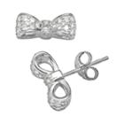 Sophie Miller Sterling Silver Cubic Zirconia Bow Stud Earrings, Women's, White
