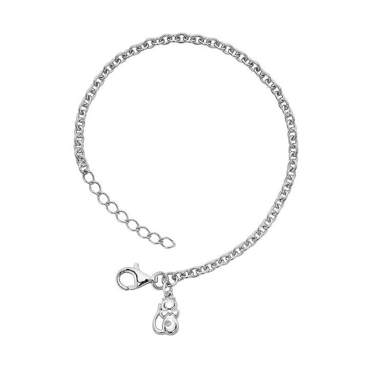 Little Diva Diamonds Sterling Silver Diamond Accent Cat Bracelet - Kids, Girl's, Size: 5.50, White