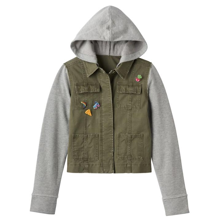 Girls Plus Size Mudd&reg; Knit Utility Jacket, Size: 16 1/2, Dark Green