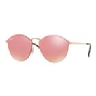 Ray-ban Blaze Rb3574n 59mm Round Mirror Sunglasses, Women's, Drk Yellow