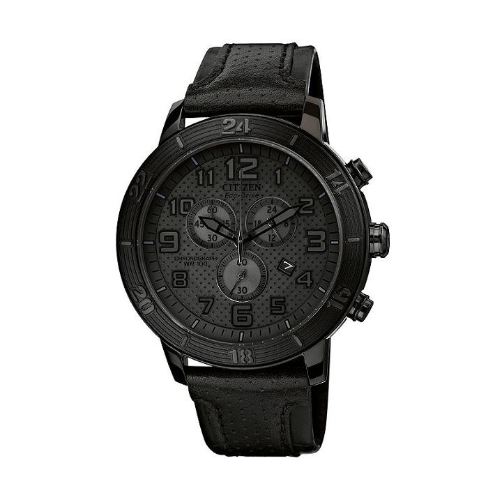Drive From Citizen Eco-drive Women's Leather Chronograph Watch - At2205-01e, Size: Large, Black