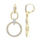 18k Gold Over Silver Lab-created White Sapphire Hoop Drop Earrings, Women's