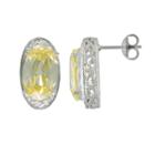 Siri Usa By Tjm Sterling Silver Canary And White Cubic Zirconia Oval Frame Stud Earrings, Women's, Yellow