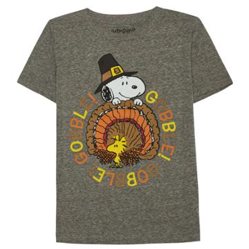 Boys 4-7x Jumping Beans&reg; Thanksgiving Peanuts Snoopy & Woodstock Gobble Tee, Size: 6, Grey