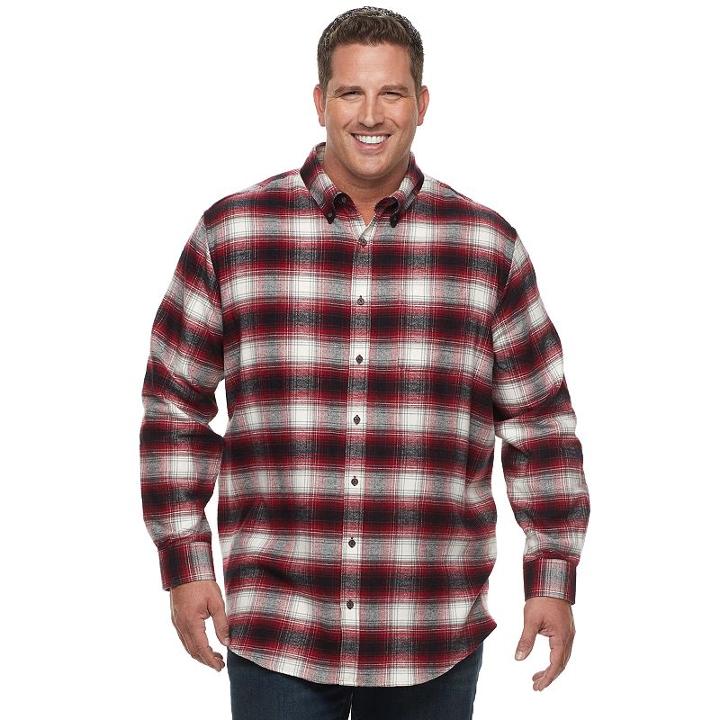 Big & Tall Croft & Barrow&reg; True Comfort Classic-fit Flannel Button-down Shirt, Men's, Size: L Tall, Dark Red