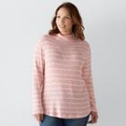 Plus Size Sonoma Goods For Life&trade; Striped Mockneck Sweater, Women's, Size: 1xl, Med Pink