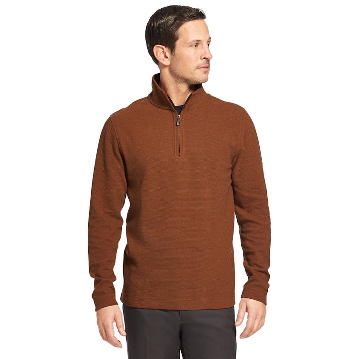 Men's Van Heusen Ottoman Flex Quarter-zip Knit Top, Size: Large, Orange