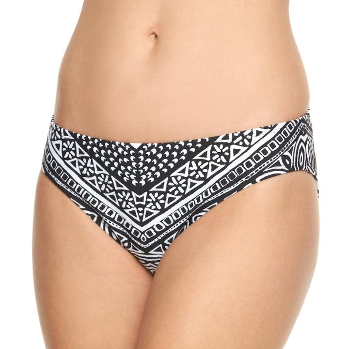 Women's Chaps Tribal Hipster Bikini Bottoms, Size: 16, Black
