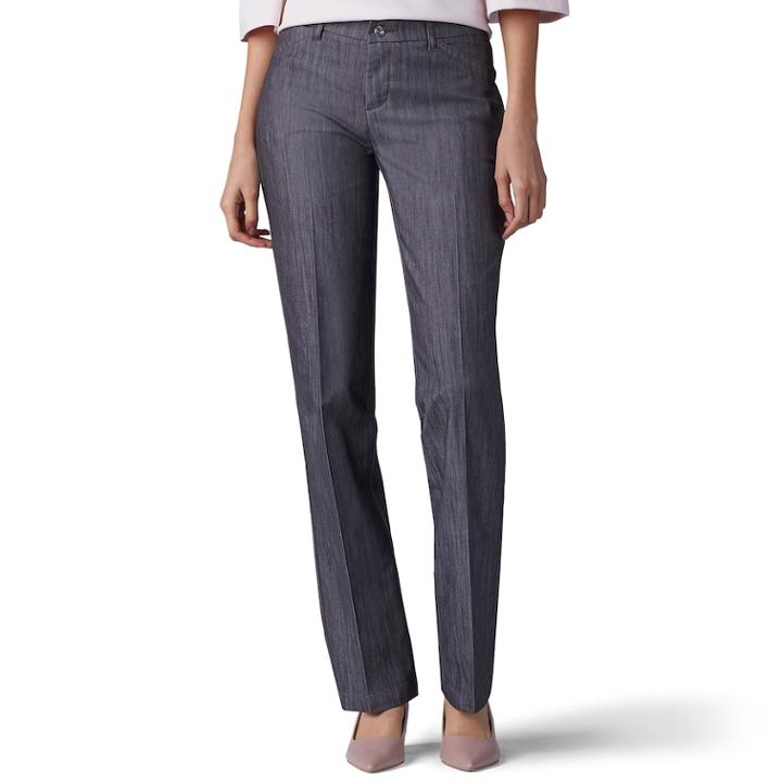 Women's Lee Flex Motion Straight-leg Pants, Size: 14 T/l, Dark Grey