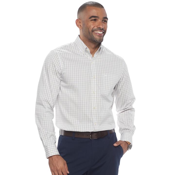 Men's Dockers Classic-fit Comfort Stretch Button-down Shirt, Size: Large, Natural