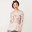 Women's Lc Lauren Conrad Pleated Mock-layer Top, Size: Small, Grey