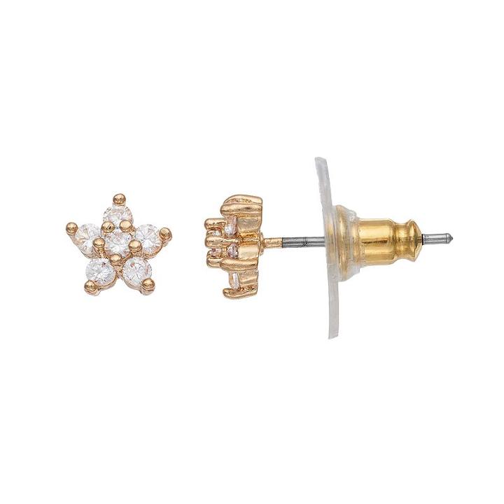 Lc Lauren Conrad Cubic Zirconia Star Nickel Free Stud Earrings, Women's, Gold