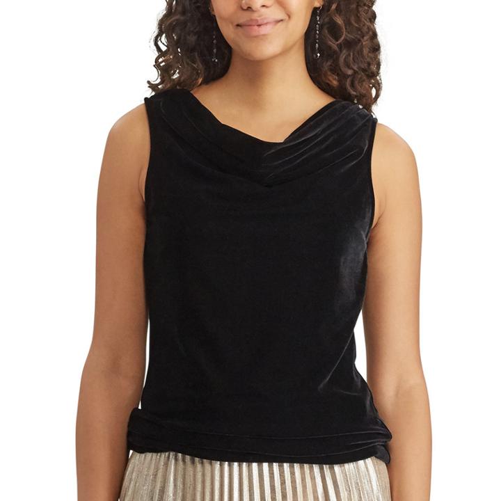 Women's Chaps Velvet Cowlneck Top, Size: Xl, Black
