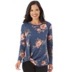 Women's Apt.9&reg; Knit Knot Top, Size: Xl, Denim Floral