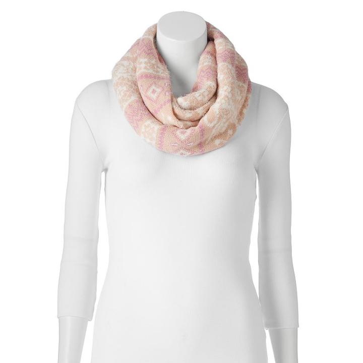 Muk Luks Fairisle Infinity Scarf, Women's, Light Pink