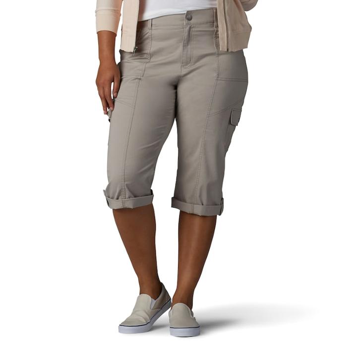 Plus Size Lee Skye Skimmer Capri Pant, Women's, Size: 16 - Regular, Light Grey