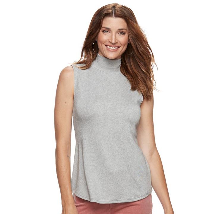 Women's Croft & Barrow&reg; Sleeveless Mockneck Top, Size: Large, Med Grey