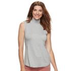 Women's Croft & Barrow&reg; Sleeveless Mockneck Top, Size: Large, Med Grey