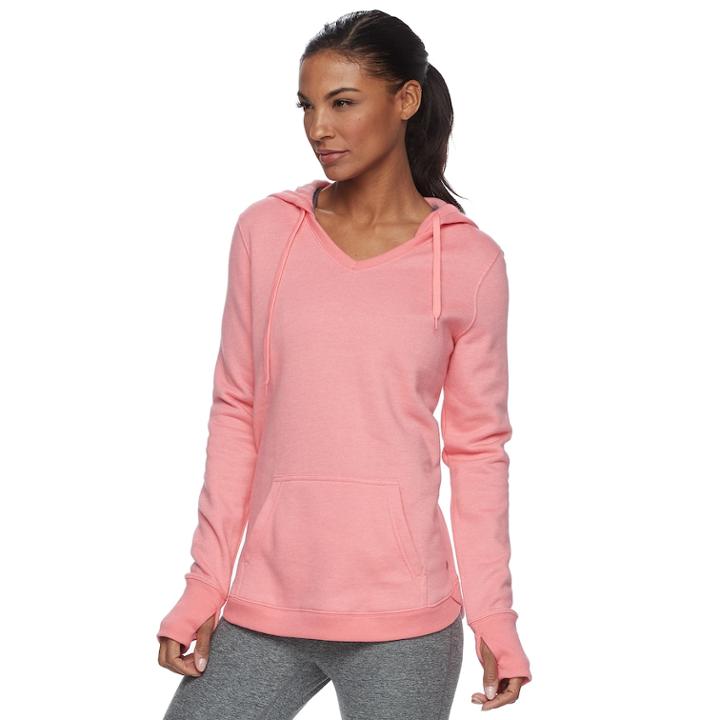 Women's Tek Gear V-neck Fleece Hoodie, Size: Xxl, Med Orange