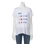 Juniors' Vote Hot Wing Crewneck Graphic Tee, Girl's, Size: Small, White