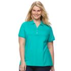 Plus Size Croft & Barrow&reg; Solid Polo, Women's, Size: 3xl, Med Green