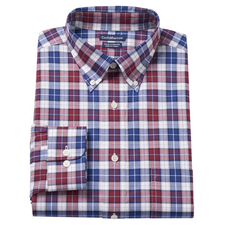Men's Croft & Barrow&reg; Easy-care True Comfort Regular-fit Dress Shirt, Size: 17-32/33, Red
