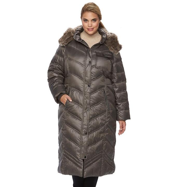 Plus Size Apt. 9&reg; Quilted Hooded Puffer Jacket, Women's, Size: 1xl, Grey Other