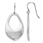 Silver Tone Hammered Open Teardrop Earrings, Women's