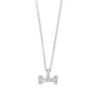 Simulated Crystal Dog Bone Pendant Necklace, Women's, Silver