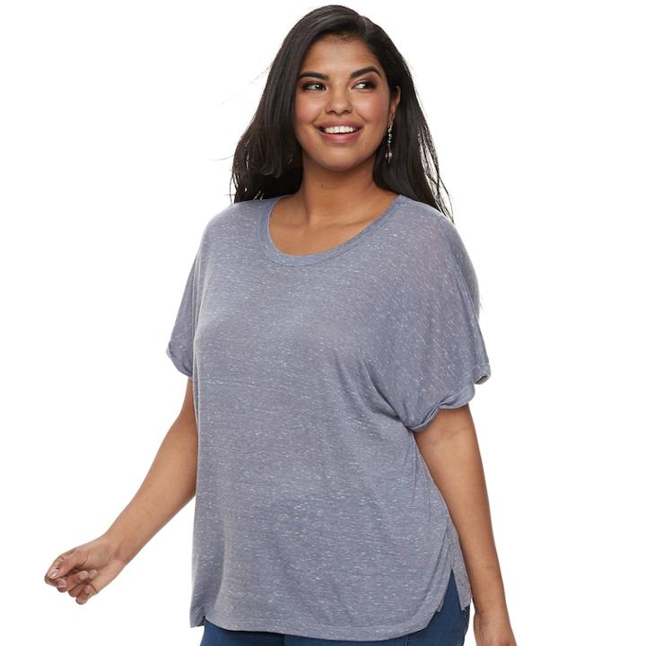 Plus Size Juniors' Plus Mudd&reg; Boxy Roll-cuff Tee, Teens, Size: 2xl, Med Purple