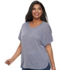 Plus Size Juniors' Plus Mudd&reg; Boxy Roll-cuff Tee, Teens, Size: 2xl, Med Purple