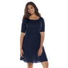 Juniors' Plus Size Wrapper Lace A-line Dress, Girl's, Size: 1xl, Blue (navy)