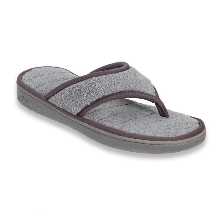Dearfoams Women's Thong Slippers, Size: Small, Dark Grey