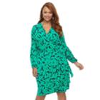 Plus Size Suite 7 Floral Faux-wrap Dress, Women's, Size: 2xl, Navy Green Floral