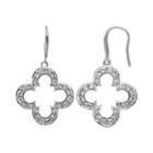 Marie Claire Jewelry Crystal Silver Tone Clover Drop Earrings, Women's, White